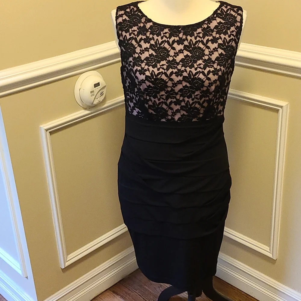 Nwot Beautiful sleeveless fitted dress with illusion style top - Picture 1 of 5